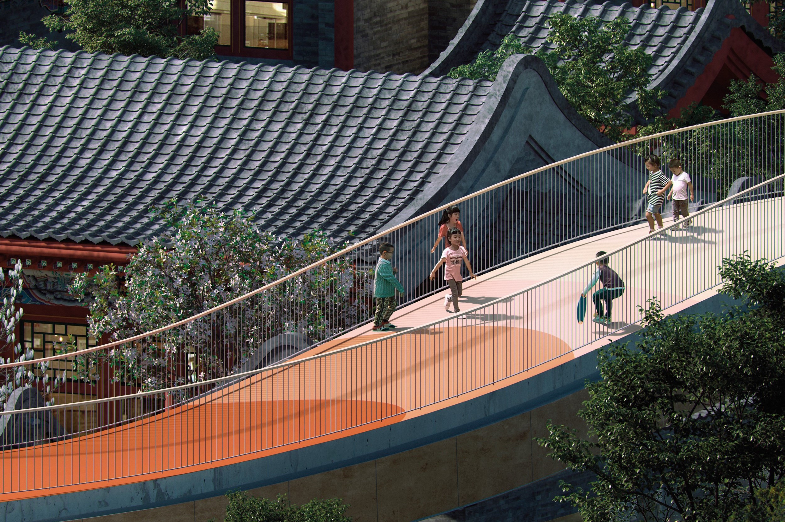 NEW MODERN SCHOOL BUILDINGS: COURTYARD KINDERGARTEN 全球新摩登校園 - 漂浮屋頂遊樂場